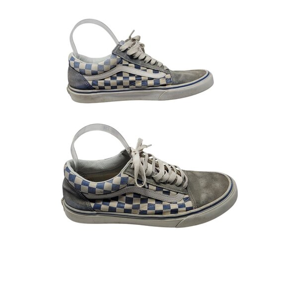 Vans Blue White Suede Checkered Old Skool Sneakers Sz 9.5‎ Mens 11 Womens Skater - Picture 4 of 13